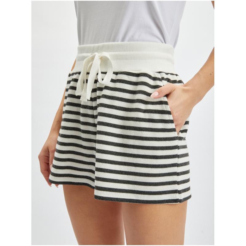 Černo-bílé dámské pruhované teplákové kraťasy