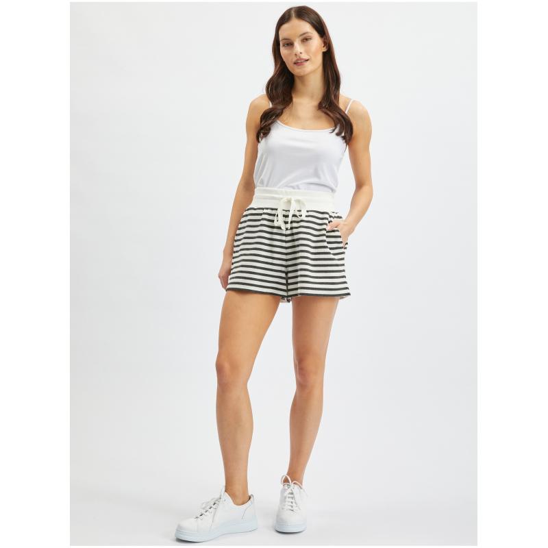 Černo-bílé dámské pruhované teplákové kraťasy