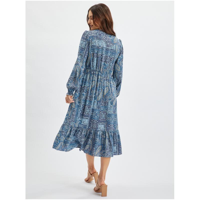 Modré dámske vzorované poltopánky