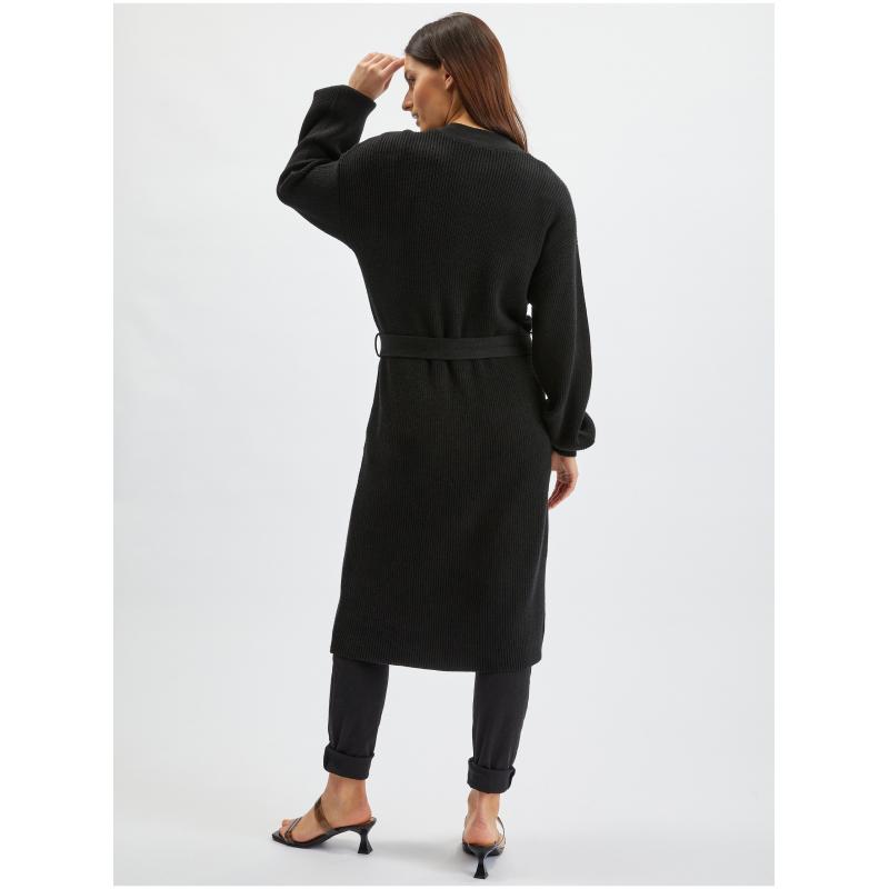 Čierny dámsky dlhý sveter