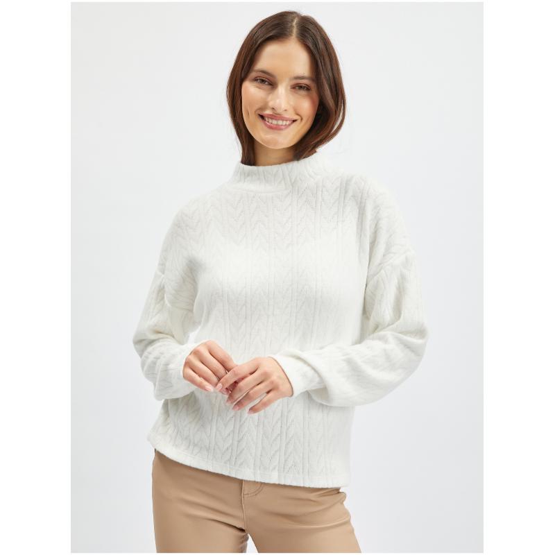 Fehér női mintás pulóver