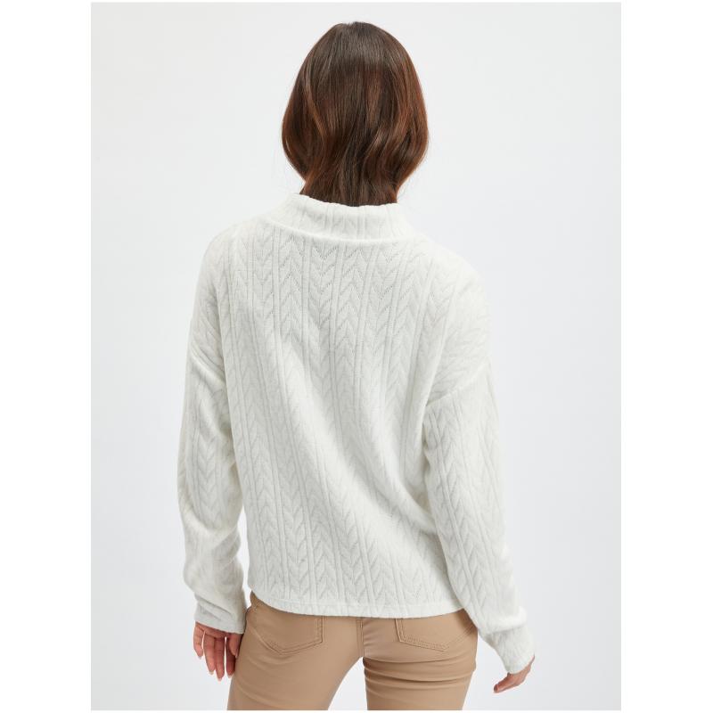 Bílý dámský vzorovaný svetr