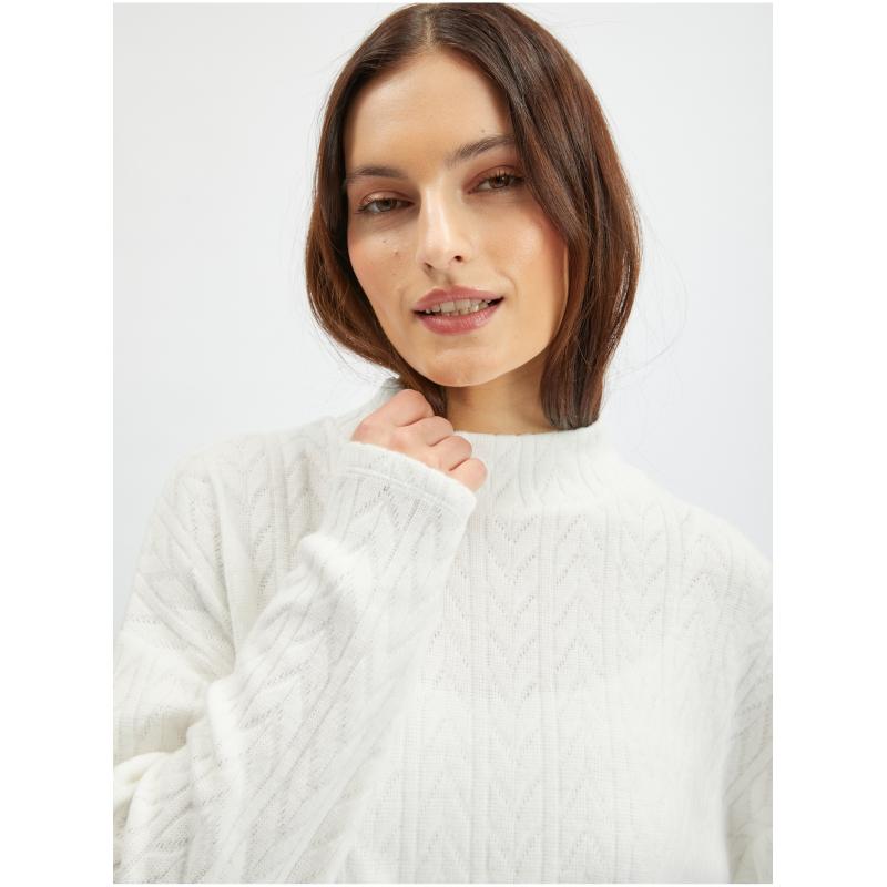 Bílý dámský vzorovaný svetr