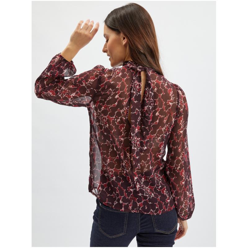 Vínová dámska vzorovaná blúzka