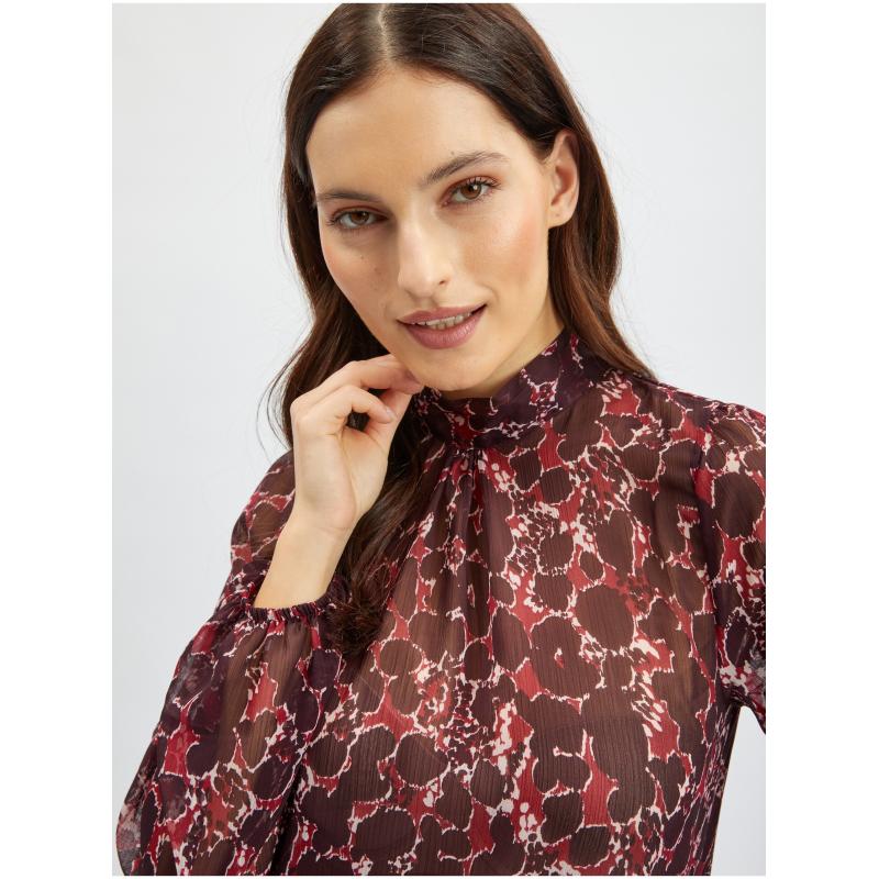 Vínová dámska vzorovaná blúzka
