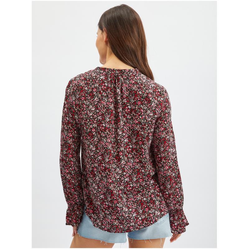 Vínová dámska kvetinová blúzka