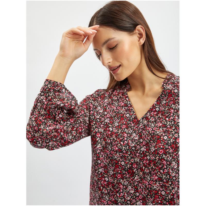 Vínová dámska kvetinová blúzka