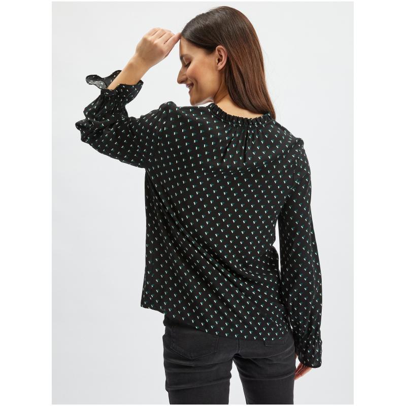 Čierna dámska vzorovaná blúzka