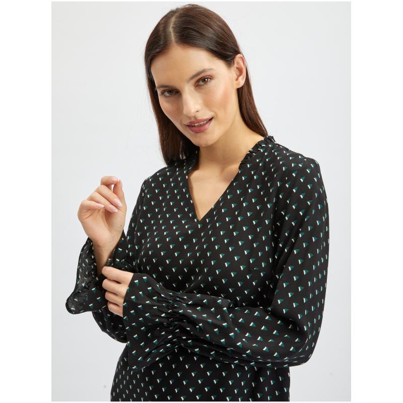 Čierna dámska vzorovaná blúzka