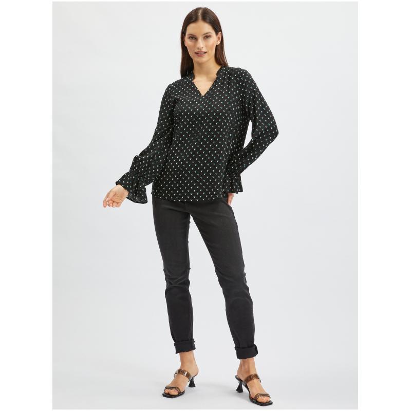 Čierna dámska vzorovaná blúzka