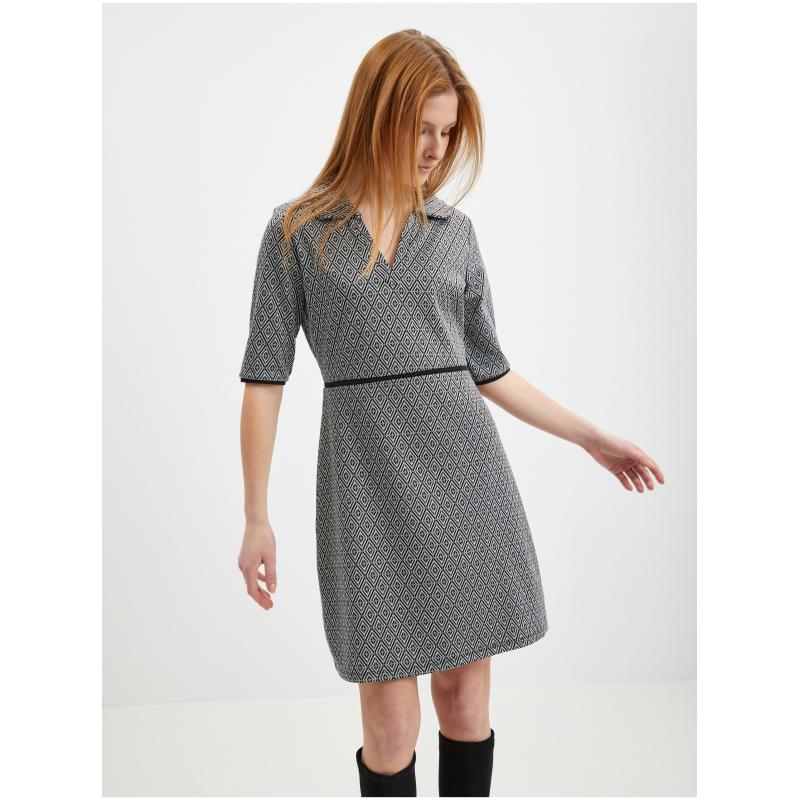 Čierne dámske vzorované svetrové šaty