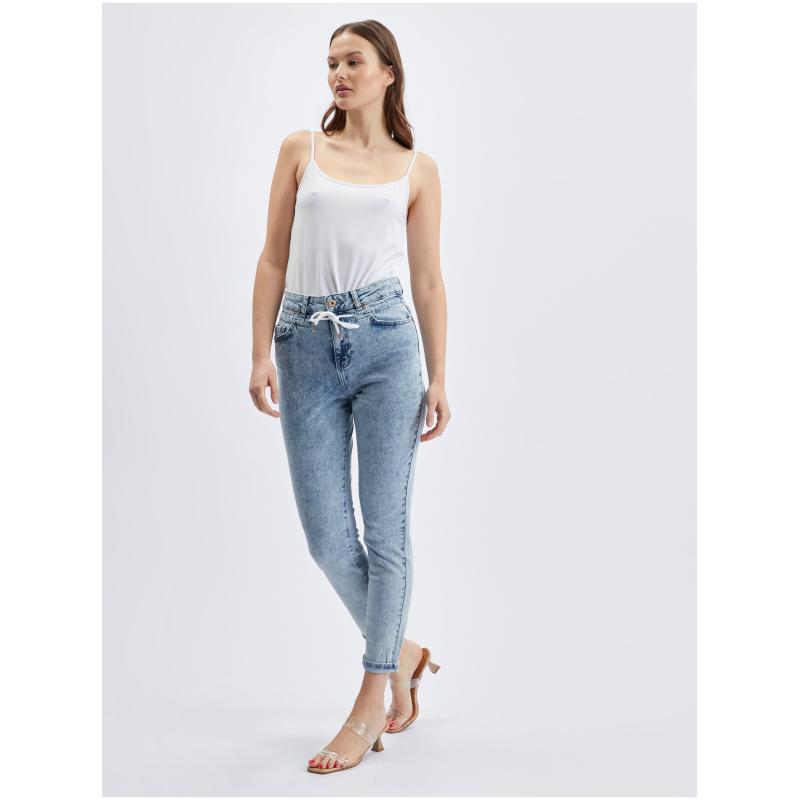 Svetlomodré dámske džínsy slim fit