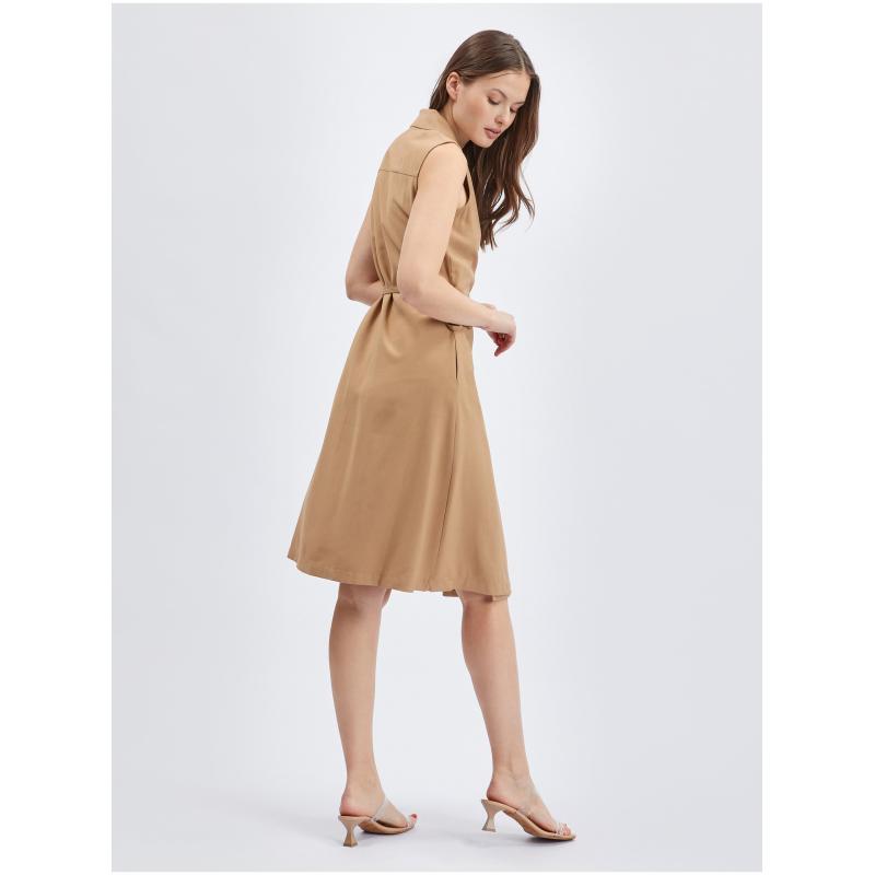 Világosbarna női wrap ruha