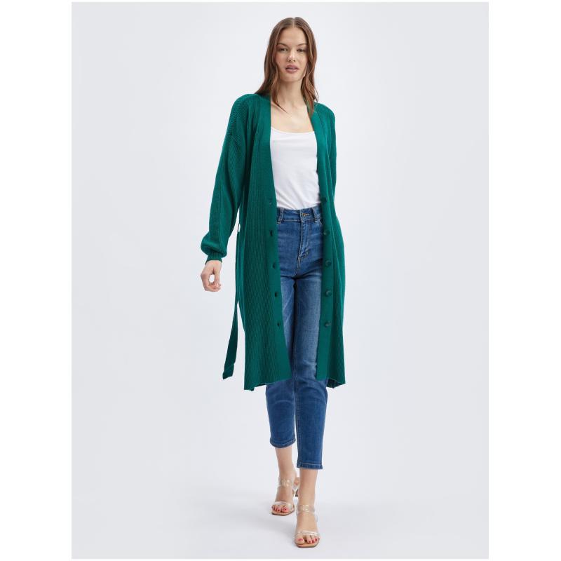 Petrolejový dámský dlouhý kardigan
