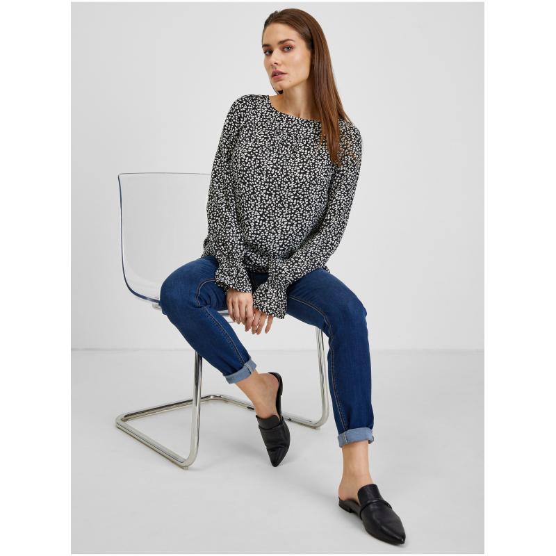 Bílo-černá dámská vzorovaná halenka