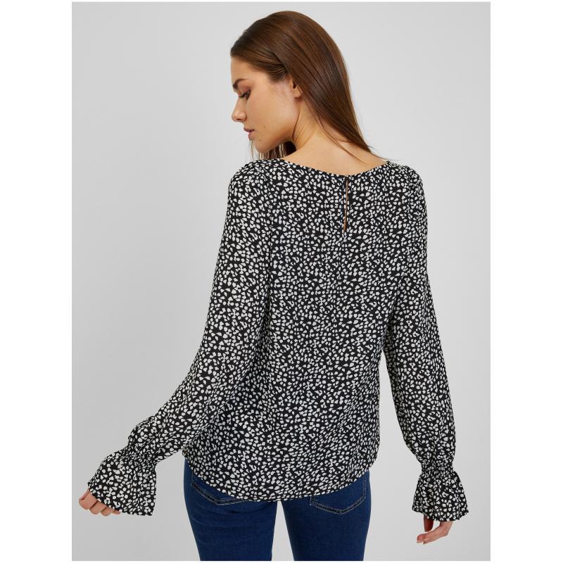 Bílo-černá dámská vzorovaná halenka