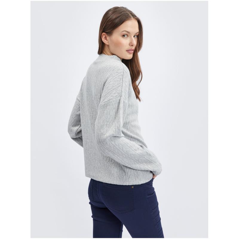 Világosszürke női mintás pulóver