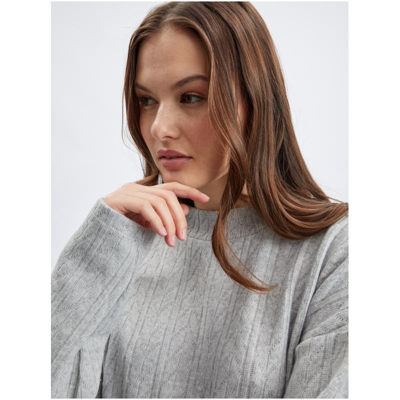 Világosszürke női mintás pulóver