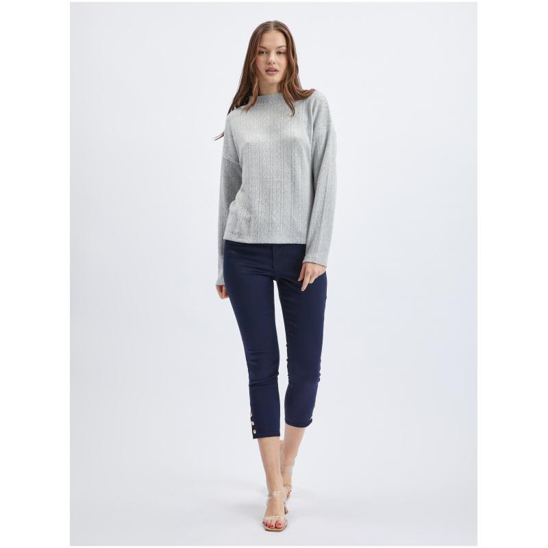 Világosszürke női mintás pulóver