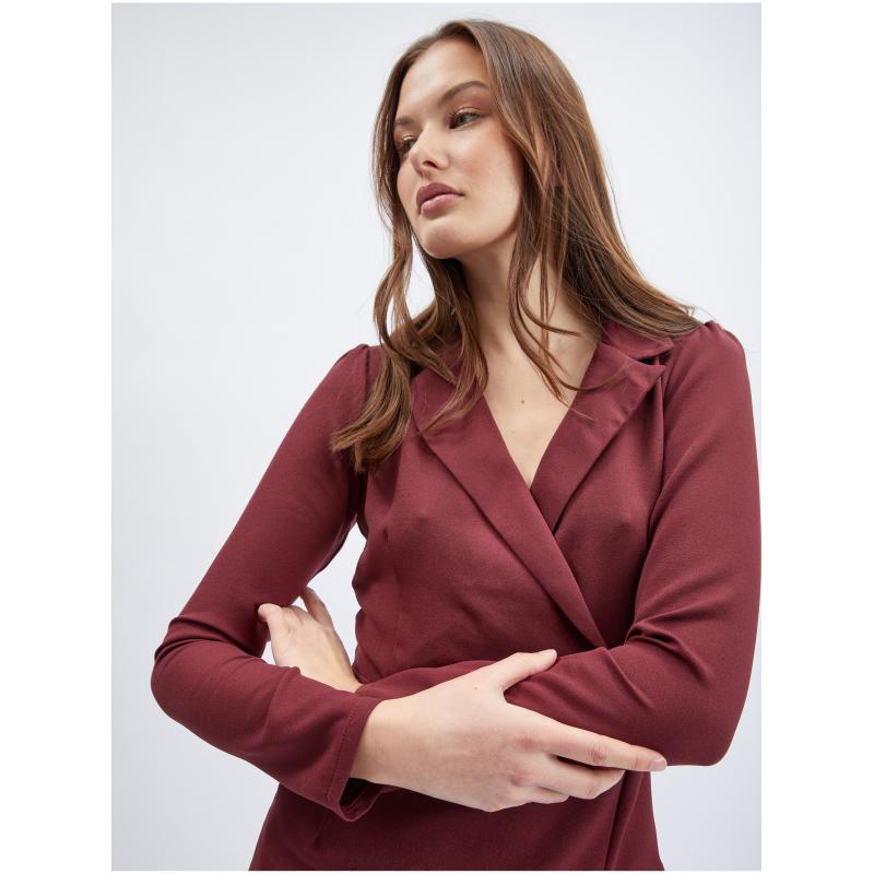 Vínové dámske puzdrové šaty