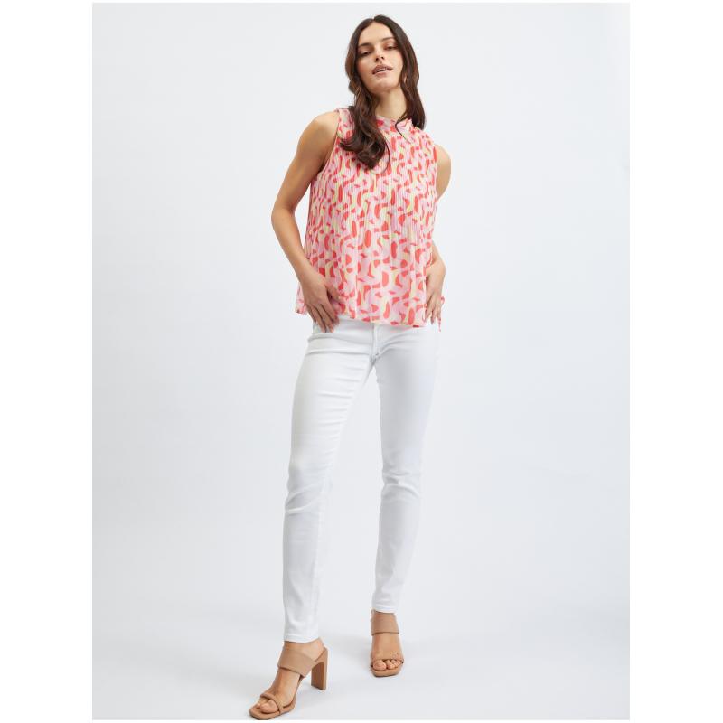 Růžová dámská vzorovaná halenka