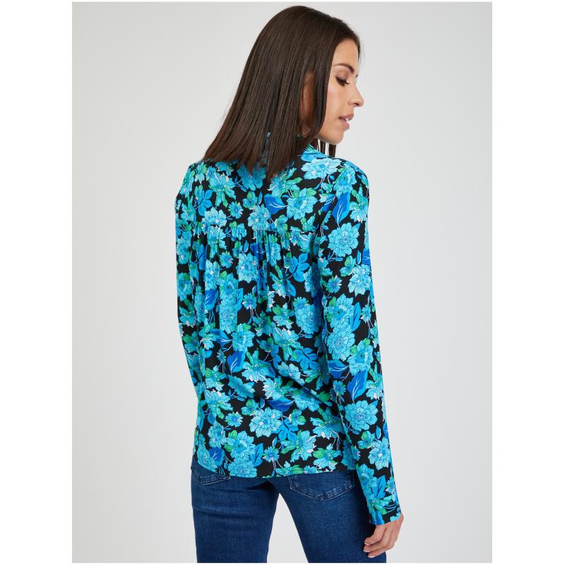 Modrá dámská květovaná halenka