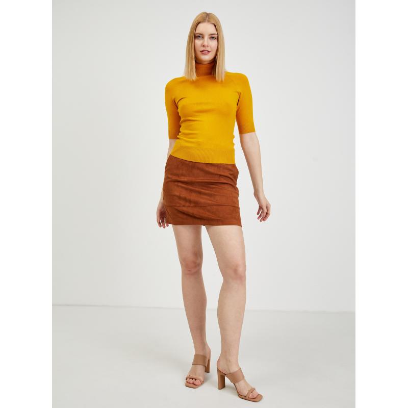 Žltý dámsky sveter s krátkym rukávom