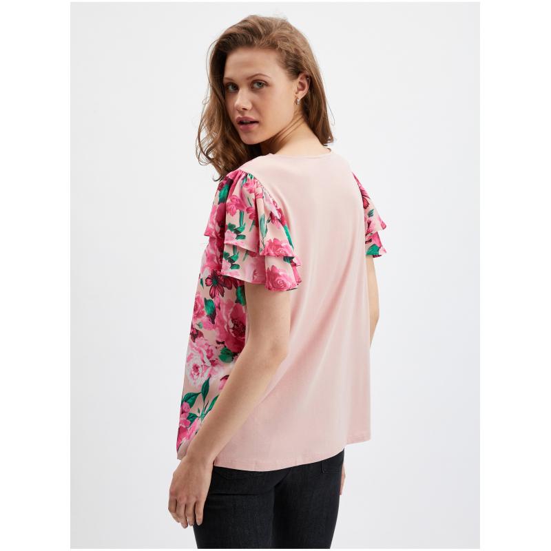 Rózsaszín női virágos blúz