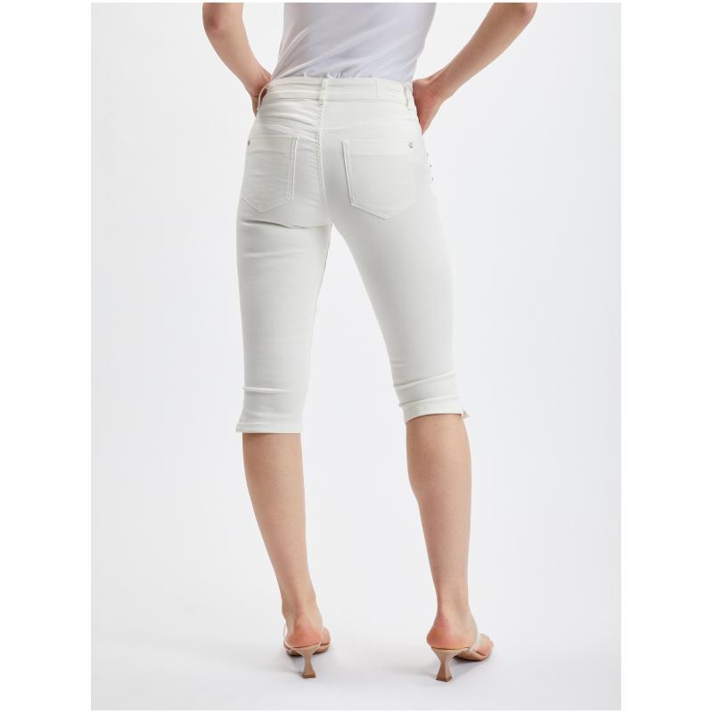 Biele dámske džínsy s výstrihom