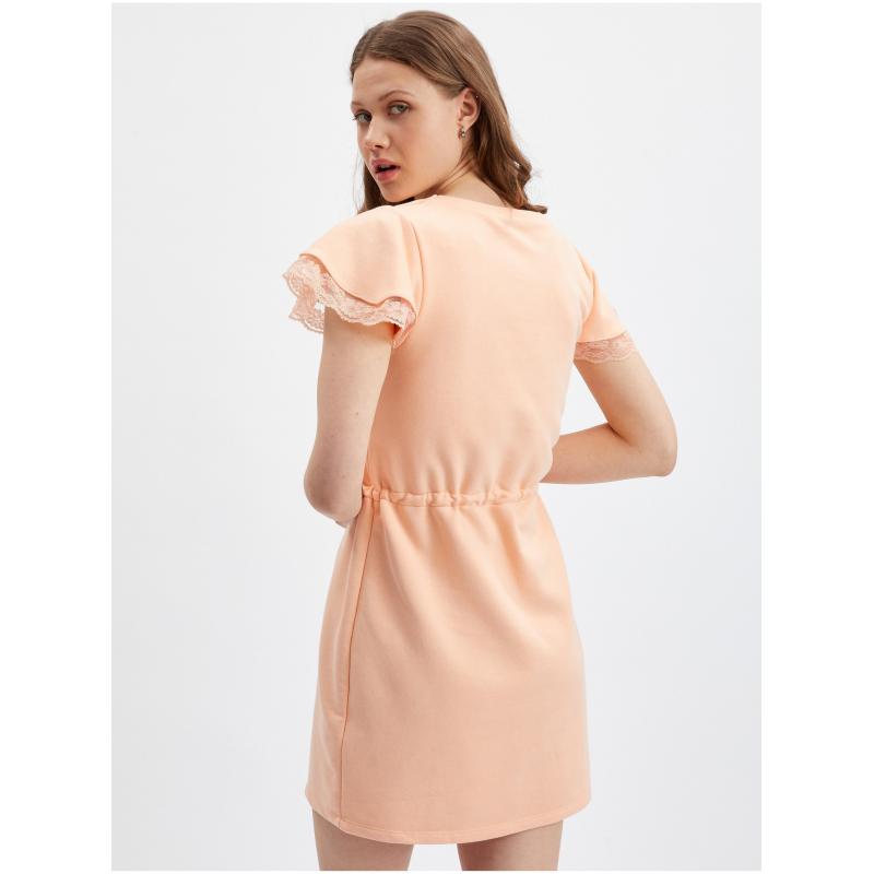 Meruňkové dámské mikinové šaty