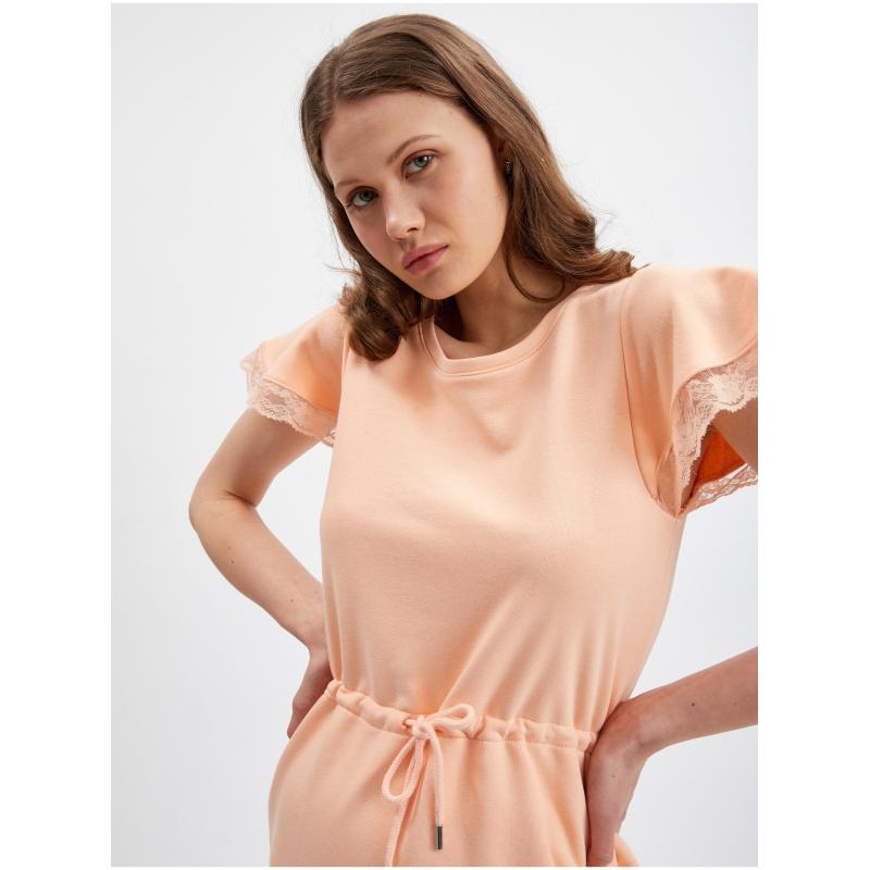 Meruňkové dámské mikinové šaty