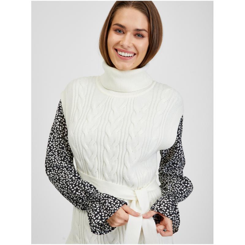 Krémová dámska svetrová vesta