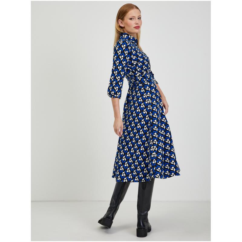 Černo-modré dámské vzorované šaty