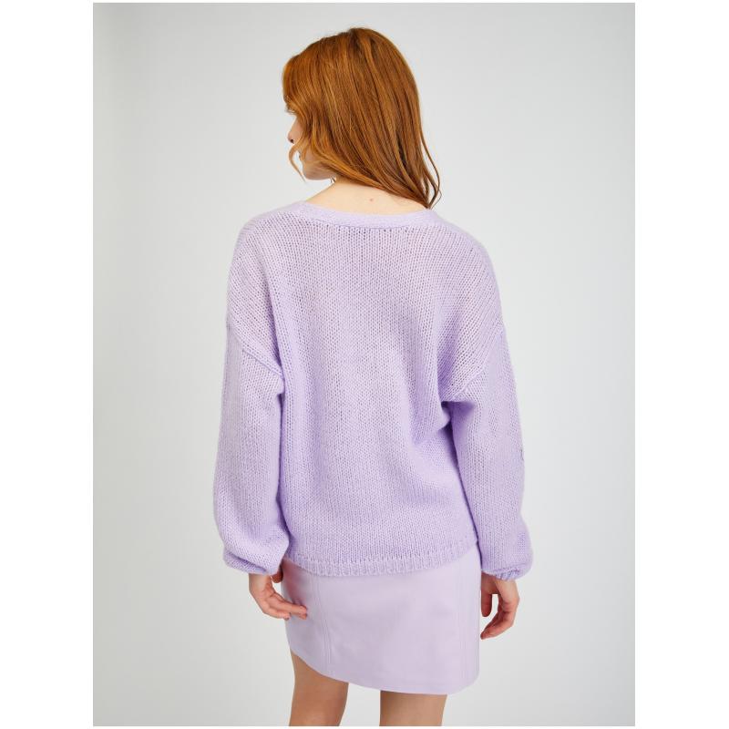 Világos lila női laza kardigán