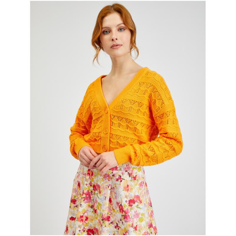 Oranžový dámsky vzorovaný sveter