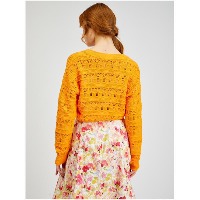 Narancssárga női mintás kardigán