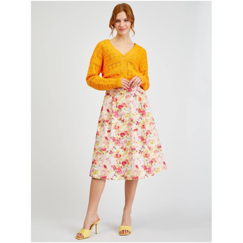 Narancssárga női mintás kardigán