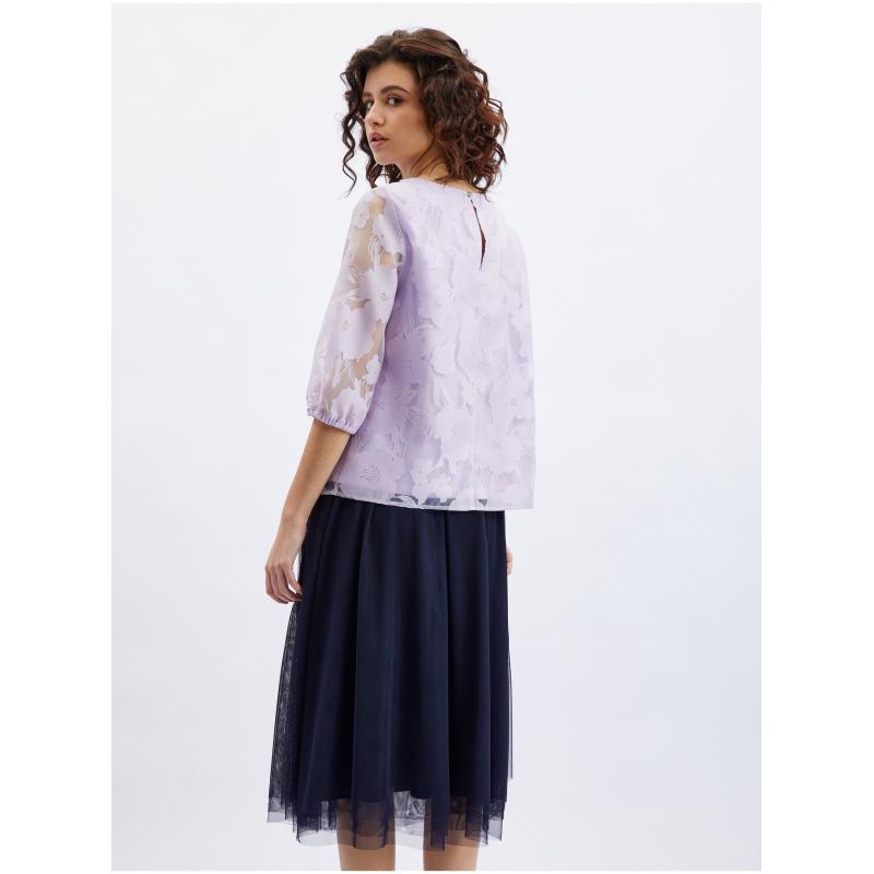 Světle fialová dámská květovaná halenka