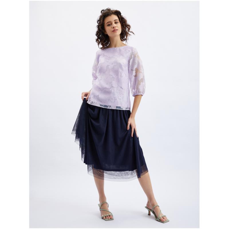 Světle fialová dámská květovaná halenka