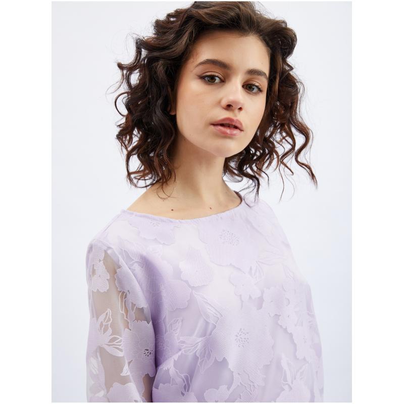 Světle fialová dámská květovaná halenka