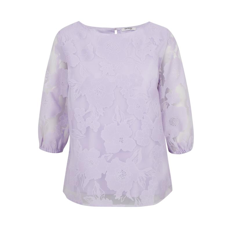 Světle fialová dámská květovaná halenka