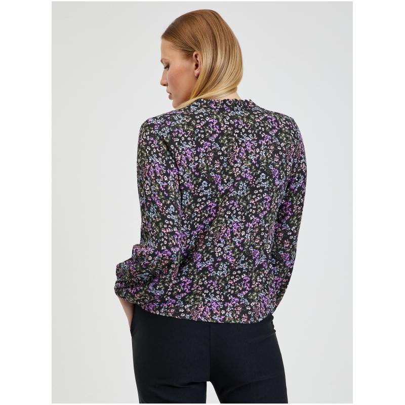 Černá dámská květovaná halenka