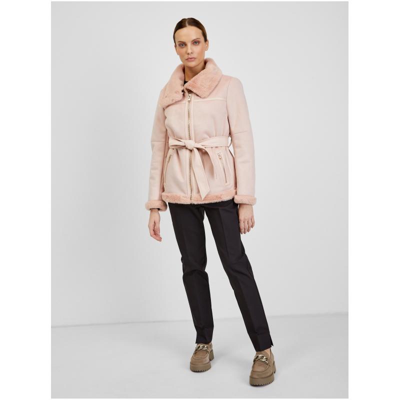 Rózsaszín női szarvasbőr kabát