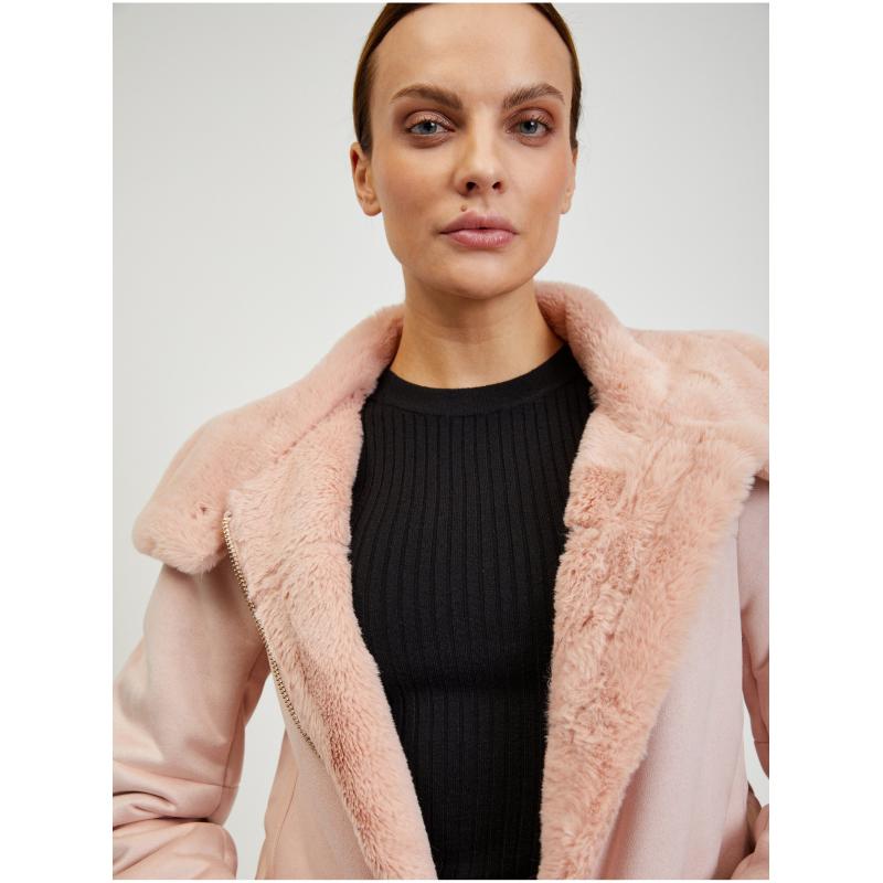 Rózsaszín női szarvasbőr kabát