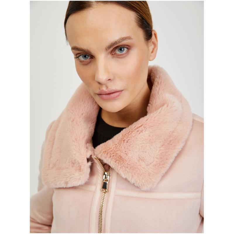 Rózsaszín női szarvasbőr kabát