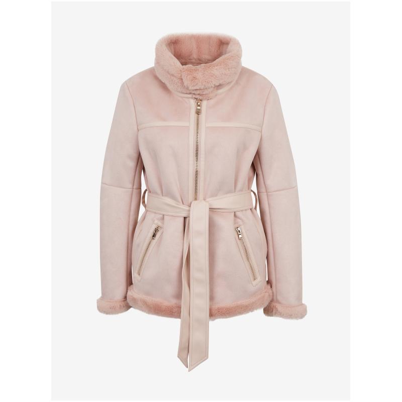 Rózsaszín női szarvasbőr kabát