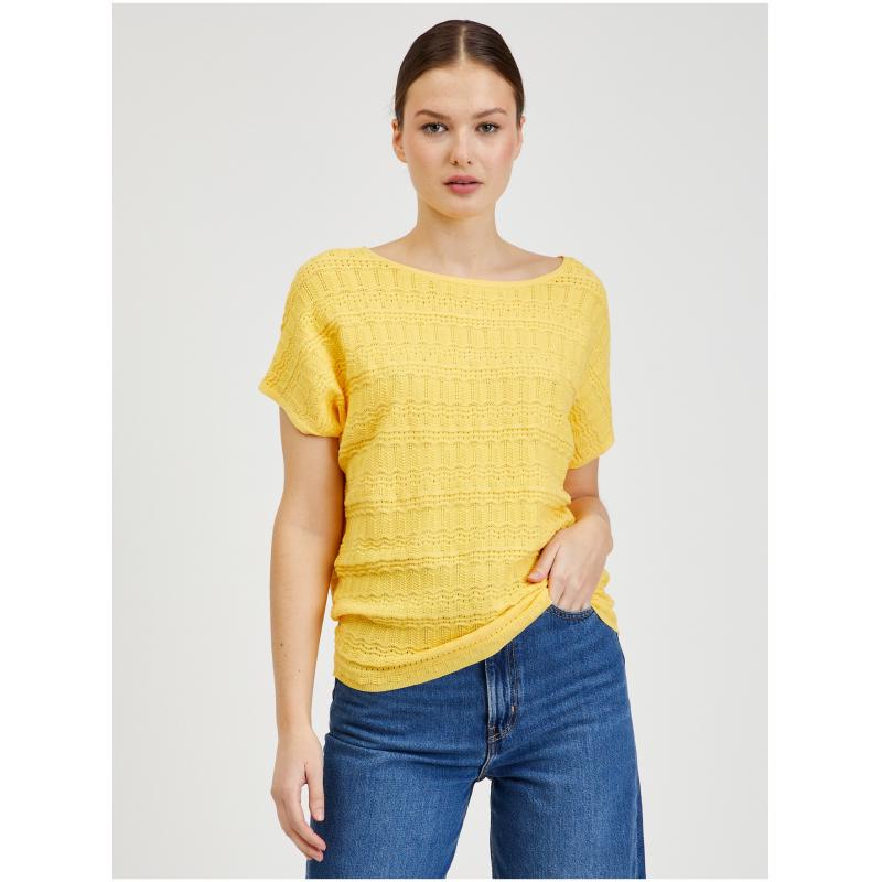 Žltý dámsky sveter s krátkym rukávom