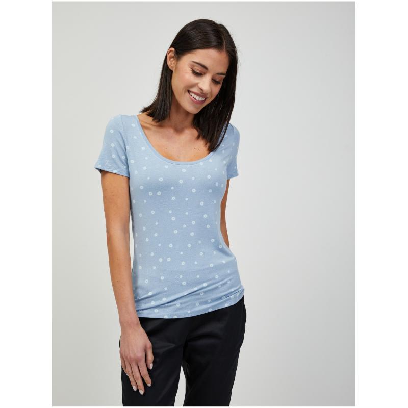 Světle modré květované tričko