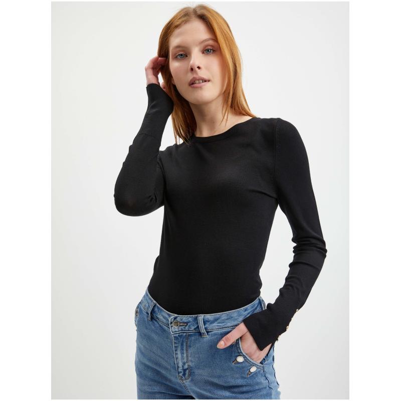 Fekete női könnyű pulóver