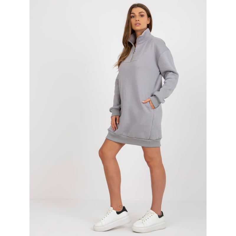 Női mini basic pulóver cipzárral LENKA szürke